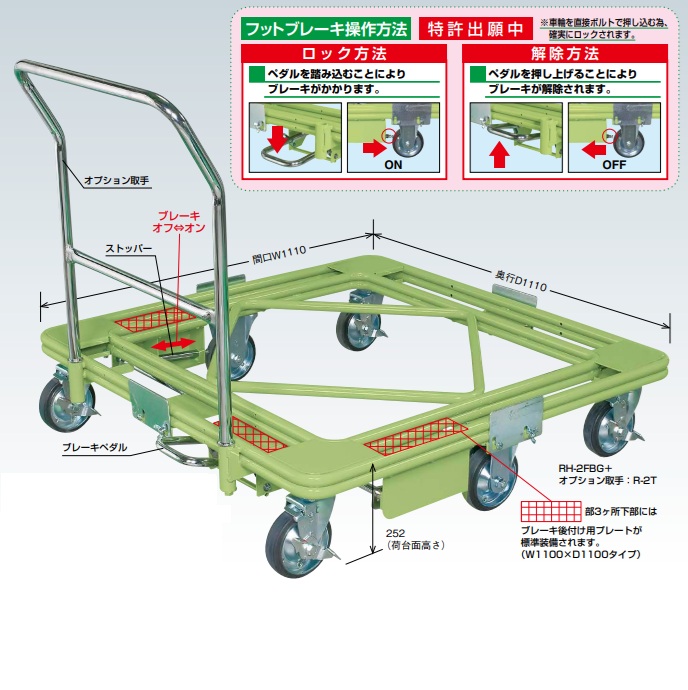 自動移動回転台車フットブレーキ付