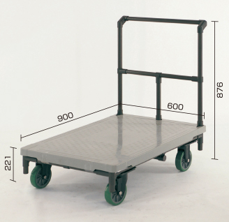 オール樹脂製片ハンドル台車 均等荷重300kg/台
