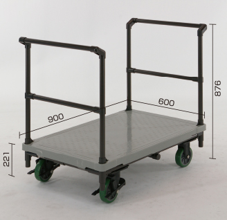 オール樹脂製両ハンドル台車 均等荷重300kg/台